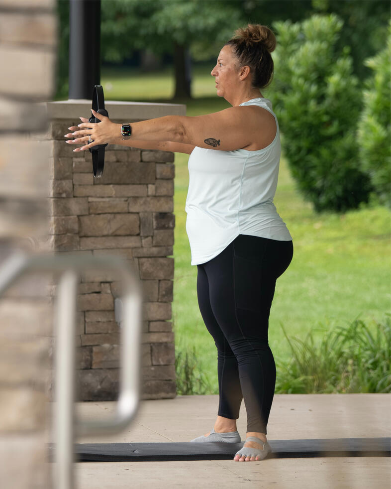 The Warm-Up with Ring Participant performing standing footwork with ring.