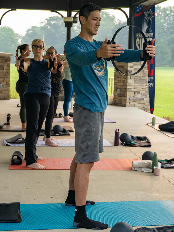 Rotational Mobility Work Participants working on rotational mobility using the ring.