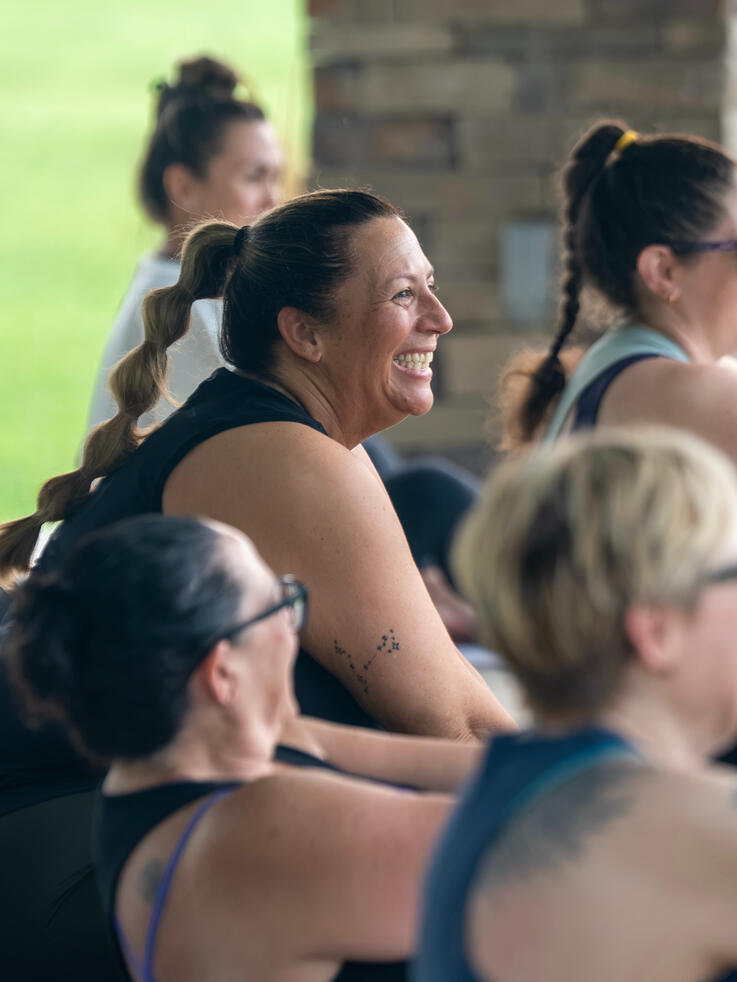 Laughter Participant enjoying a moment at the end of class.