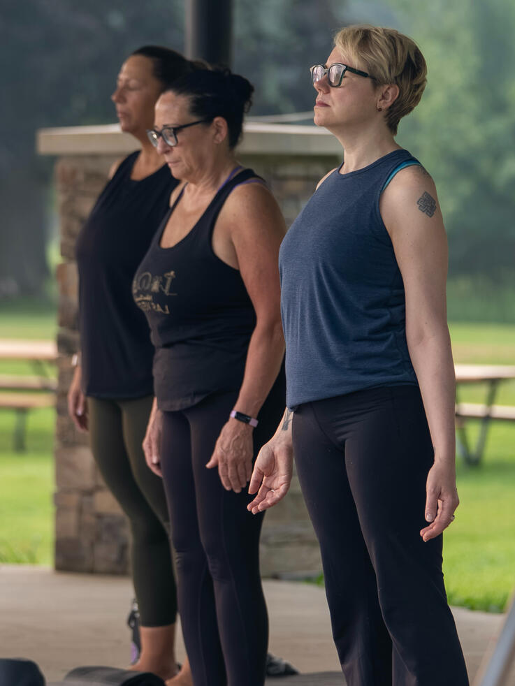 The Warm-Up Class participants finding their center and balance.